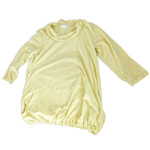 Large Bryn Walker Oversized Sweatshirt Sweater Yellow Cowl Neck Pocket Cotton